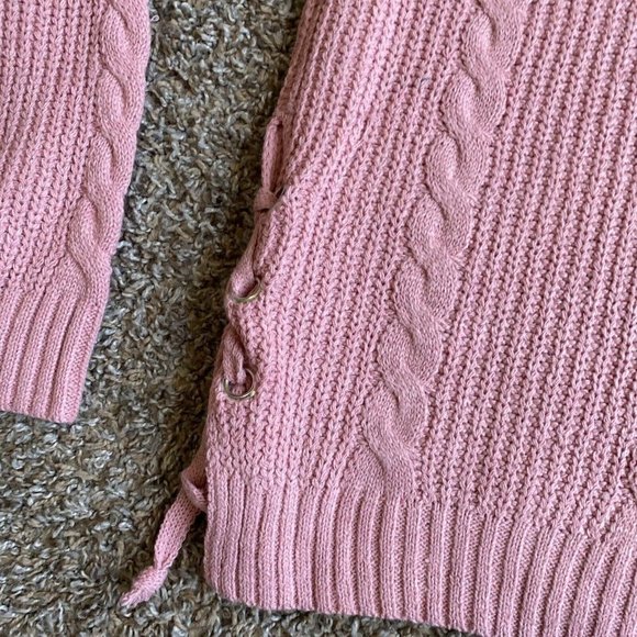 Style Me Petites Sweater Womens Medium Pink Pullover Long Sleeve Grommet Ladies - Picture 7 of 12